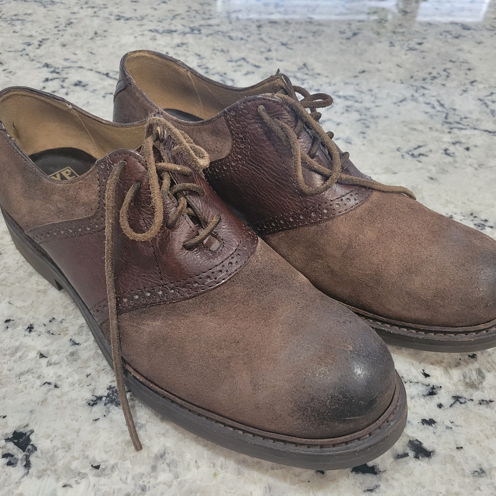 Frye Distressed Brown Leather Oxfords